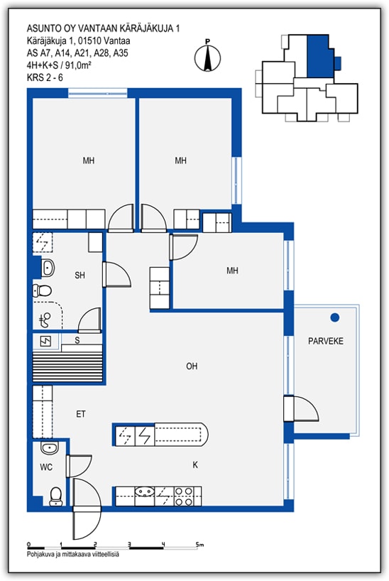 Käräjäkuja 1, plan drawing