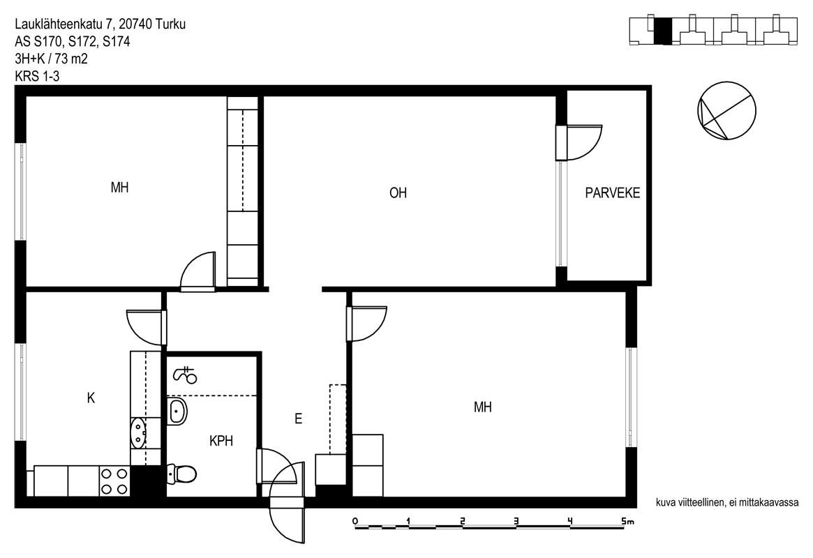 Lauklähteenkatu 7 L-V, plan drawing
