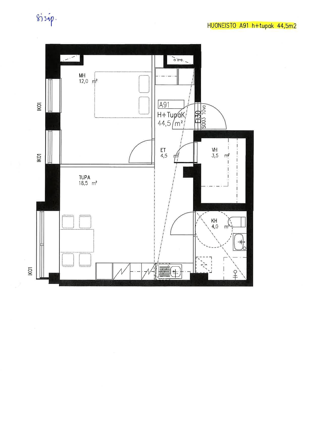 Antinkatu 14, plan drawing