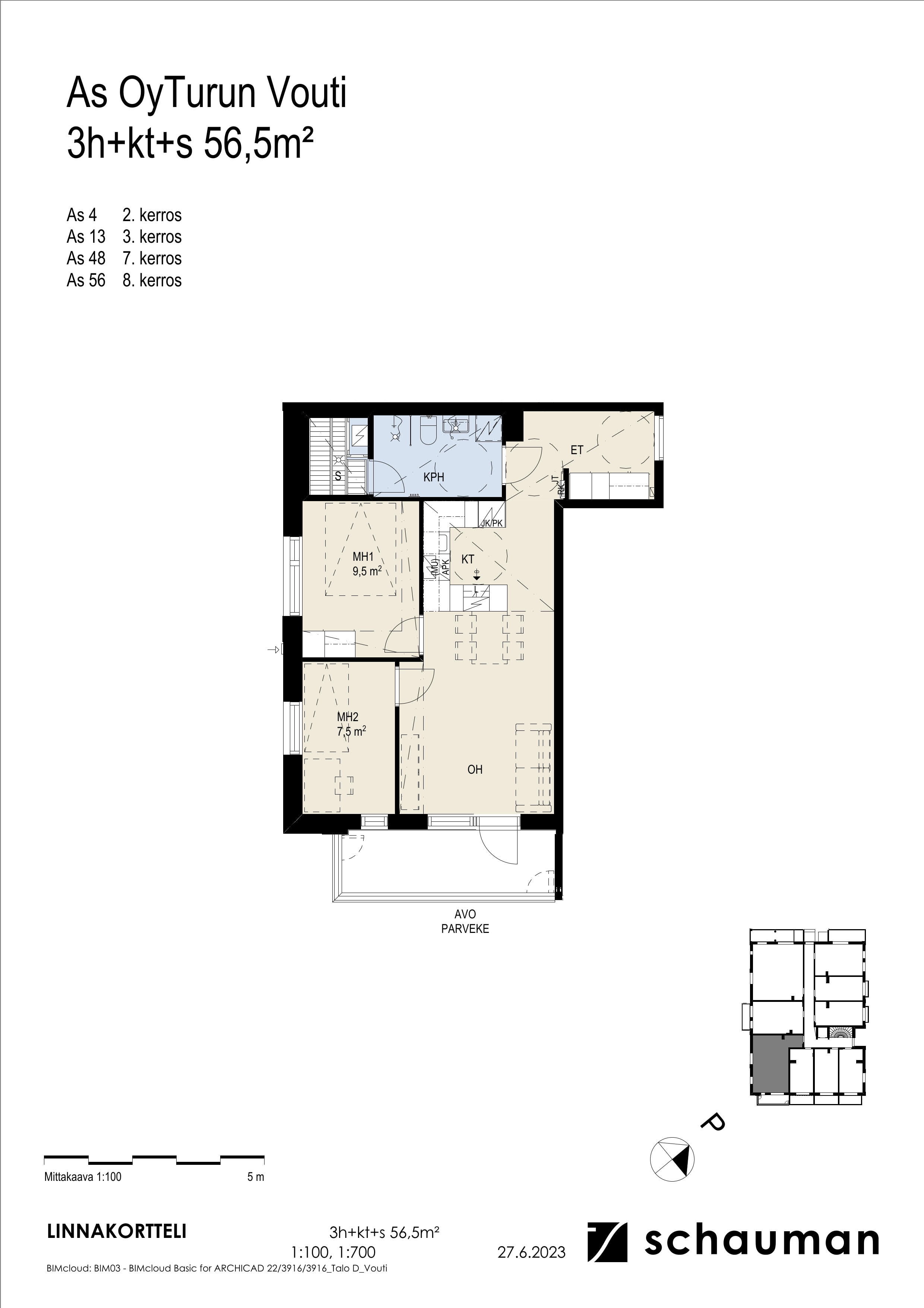 Hovineidonkatu 3, plan drawing