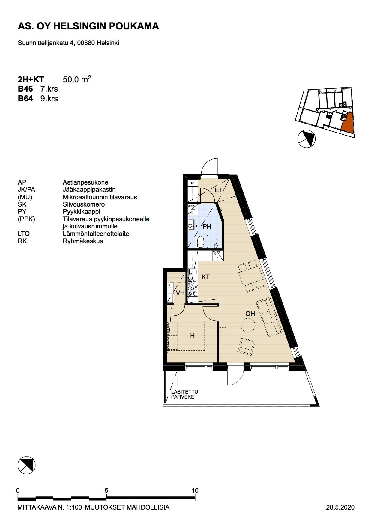 Suunnittelijankatu 4 B, plan drawing